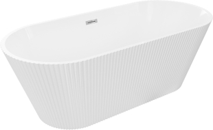 Mexen Yara vaba seisev riffitud vann 170 x 75 cm, valge, kroom ülevool - 52861707500-01