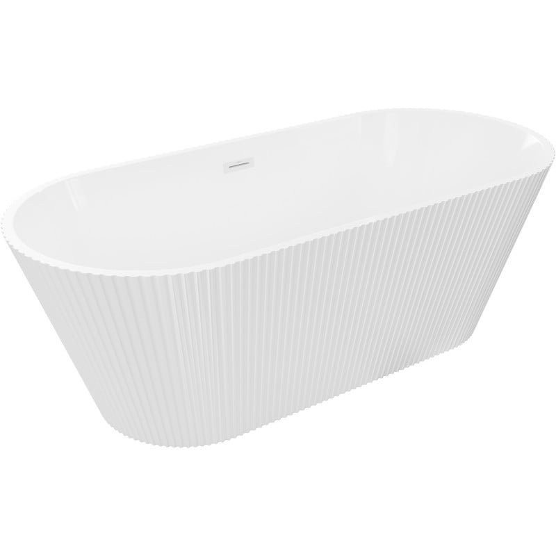Mexen Yara freistehende geriffelte Badewanne 170 x 75 cm, weiß, weißer Überlauf - 52861707500-20