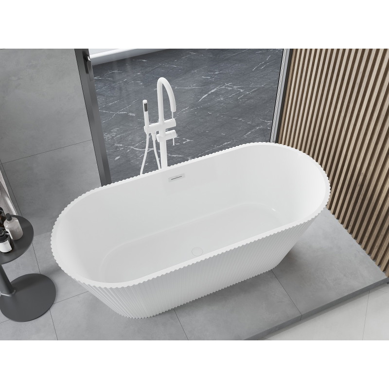 Mexen Yara samostojeća rebrasta kada 170 x 75 cm, bijela, preljevi bijeli - 52861707500-20