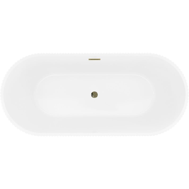 Mexen Yara baignoire autoportante cannelée 170 x 75 cm, blanche, trop-plein doré - 52861707500-50