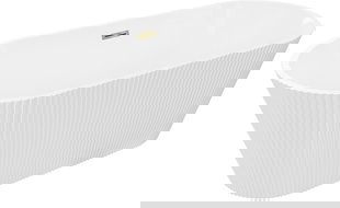 Mexen Yara freistehende, geriffelte Badewanne 170 x 75 cm, weiß, Überlauf gold - 52861707500-50