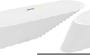 Mexen Yara vrijstaande gegroefde badkuip 170 x 75 cm, wit, gouden overloop - 52861707500-50