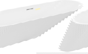 Mexen Yara freistehende geriffelte Badewanne 170 x 75 cm, weiß, Überlauf gebürstet gold - 52861707500-55