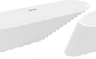 Mexen Yara vrijstaande gegroefde badkuip 170 x 75 cm, wit, overloop goud geborsteld - 52861707500-55