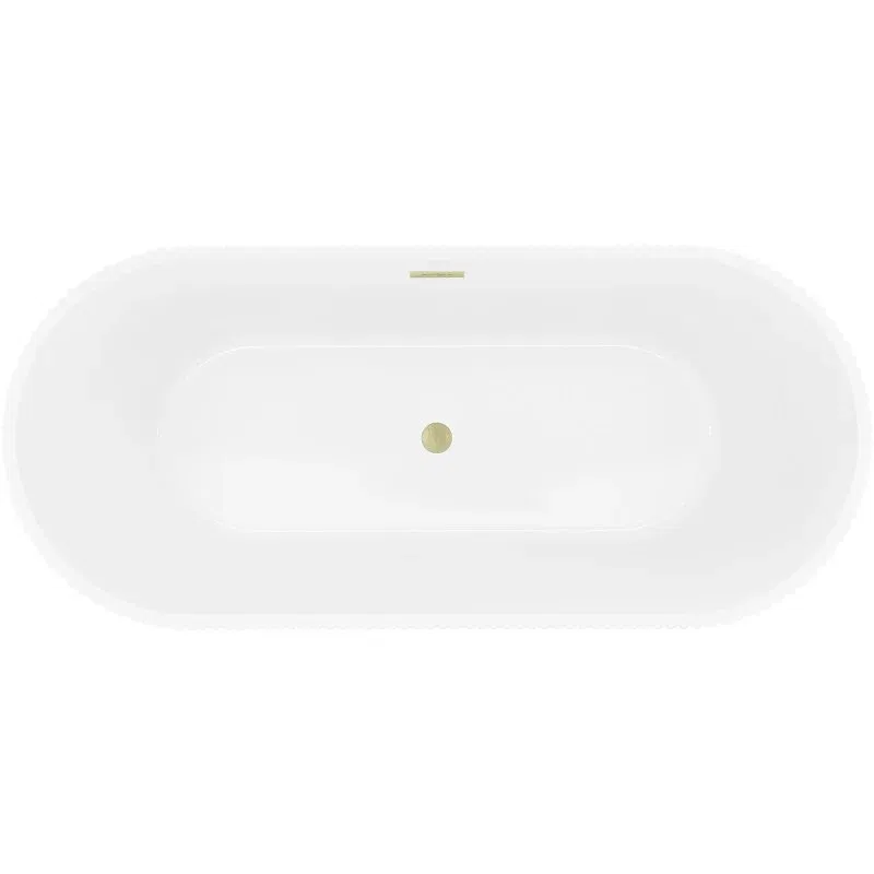 Mexen Yara baignoire autoportante rainurée 170 x 75 cm, blanche, trop-plein or brossé - 52861707500-55