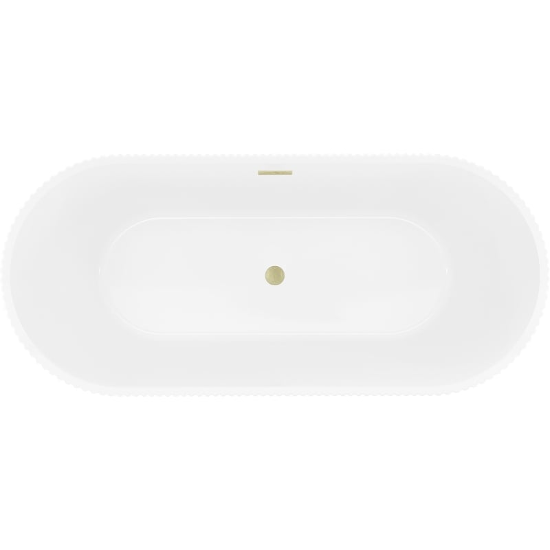 Mexen Yara freestanding ribbed bath 170 x 75 cm, white, brushed gold overflow - 52861707500-55