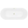 Mexen Yara freistehende geriffelte Badewanne 170 x 75 cm, weiß, Überlauf gebürstetes Gold - 52861707500-55