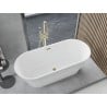 Mexen Yara freistehende geriffelte Badewanne 170 x 75 cm, weiß, Überlauf gebürstetes Gold - 52861707500-55