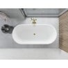 Mexen Yara freistehende geriffelte Badewanne 170 x 75 cm, weiß, Überlauf gebürstetes Gold - 52861707500-55