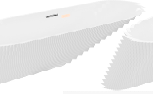 Mexen Yara ελεύθερη μπανιέρα ριγέ 170 x 75 cm, λευκή, υπερχείλιση με ροζ χρυσό