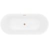 Mexen Yara freistehende gerillte Badewanne 170 x 75 cm, weiß, Überlauf gebürstetes Kupfer - 52861707500-65
