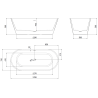 Mexen Yara vrijstaande geribbelde badkuip 170 x 75 cm, wit, overloop geborsteld gun gray - 52861707500-66