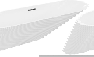 Mexen Yara freistehende, gerillte Badewanne 170 x 75 cm, weiß, Überlauf gun gray gebürstet - 52861707500-66