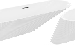 Mexen Yara fristående rifflad badkar 170 x 75 cm, vit, gun gray borstad överfyllnad - 52861707500-66