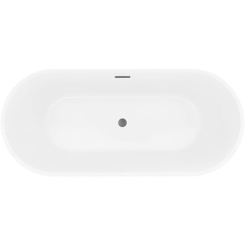 Mexen Yara baignoire îlot rainurée 170 x 75 cm, blanche, trop-plein gun gray brossé - 52861707500-66