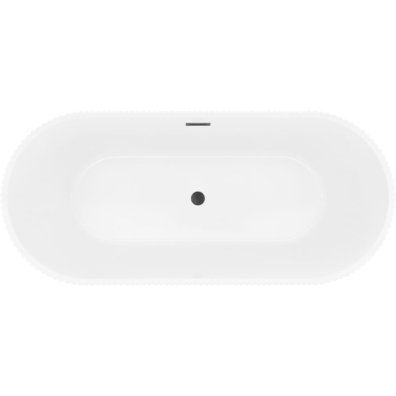 Mexen Yara freestanding fluted bath 170 x 75 cm, white, black overflow - 52861707500-70