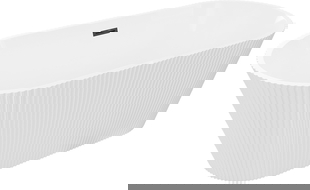 Mexen Yara freistehende geriffelte Badewanne 170 x 75 cm, weiß, schwarzer Überlauf - 52861707500-70
