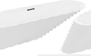 Mexen Yara vrijstaande geribbelde badkuip 170 x 75 cm, wit, zwarte overloop - 52861707500-70