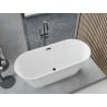 Mexen Yara freistehende geriffelte Badewanne 170 x 75 cm, weiß, schwarzer Überlauf - 52861707500-70