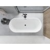 Mexen Yara freistehende geriffelte Badewanne 170 x 75 cm, weiß, schwarzer Überlauf - 52861707500-70