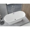 Mexen Yara freistehende, geriffelte Badewanne 170 x 75 cm, weiß, Überlauf Gun Metal - 52861707500-95