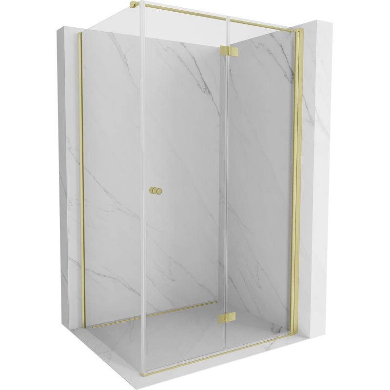 Mexen Mist-F T faltbare Duschkabine rechts 90 x 70 cm, transparent, gebürstetes Gold - 8A6T-090-070-55-00-P