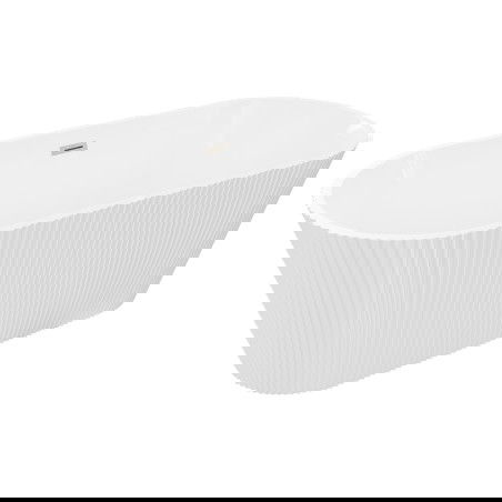 Mexen Yara banheira independente ranhurada 170 x 75 cm, branca, transbordamento níquel escovado - 52861707500-97