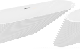 Mexen Yara vrijstaande gegroefde badkuip 170 x 75 cm, wit, overloop geborsteld nikkel - 52861707500-97