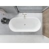 Mexen Yara freistehende geriffelte Badewanne 170 x 75 cm, weiß, Überlauf gebürsteter Nickel - 52861707500-97