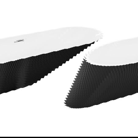 Mexen Yara samostoječa rebrasta kad 170 x 75 cm, bela/črna, preliv krom - 52861707575-01