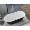 Mexen Yara freistehende, geriffelte Badewanne 170 x 75 cm, weiß/schwarz, Überlauf Chrom - 52861707575-01
