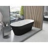 Mexen Yara freistehende, geriffelte Badewanne 170 x 75 cm, weiß/schwarz, Überlauf Chrom - 52861707575-01