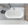 Mexen Yara freistehende, geriffelte Badewanne 170 x 75 cm, weiß/schwarz, Überlauf Chrom - 52861707575-01