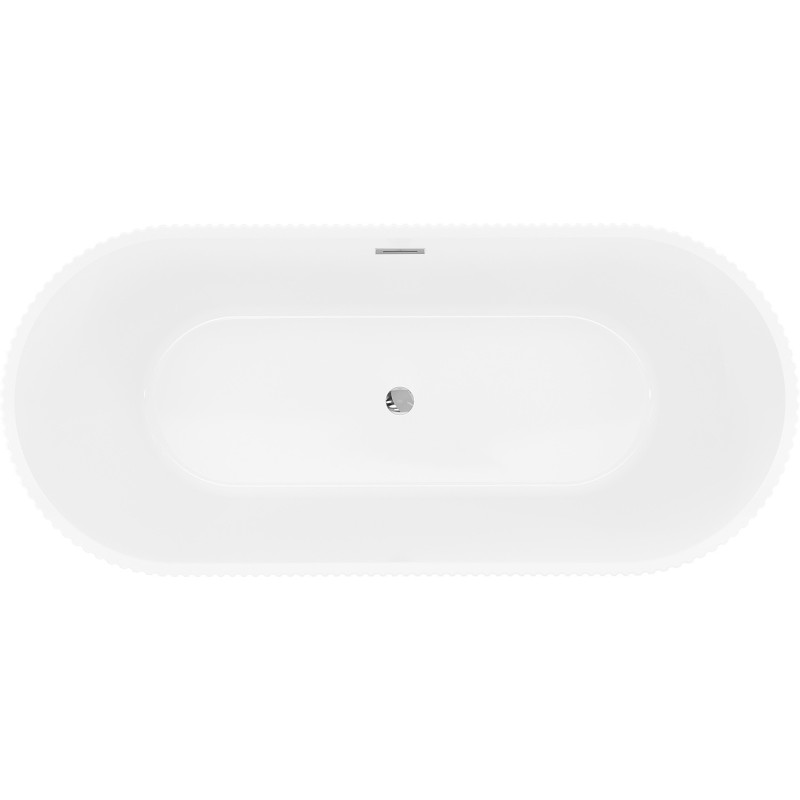 Mexen Yara bañera exenta acanalada 170 x 75 cm, blanca/negra, desbordamiento cromado - 52861707575-01