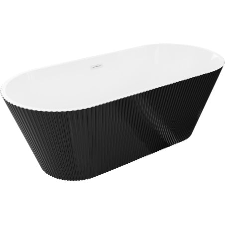 Mexen Yara freistehende geriffelte Badewanne 170 x 75 cm, weiß/schwarz, weißer Überlauf - 52861707575-20