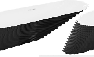 Mexen Yara vrijstaande geribbelde badkuip 170 x 75 cm, wit/zwart, witte overloop - 52861707575-20