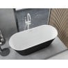 Mexen Yara freistehende geriffelte Badewanne 170 x 75 cm, weiß/schwarz, weißer Überlauf - 52861707575-20