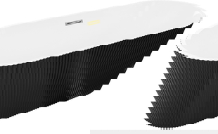 Mexen Yara freistehende geriffelte Wanne 170 x 75 cm, weiß/schwarz, Überlauf gold - 52861707575-50