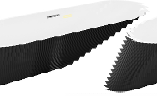 Mexen Yara vrijstaande geribbelde badkuip 170 x 75 cm, wit/zwart, overloop goud - 52861707575-50