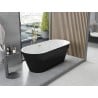 Mexen Yara freistehende geriffelte Wanne 170 x 75 cm, weiß/schwarz, Überlauf gold - 52861707575-50