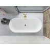 Mexen Yara freistehende geriffelte Wanne 170 x 75 cm, weiß/schwarz, Überlauf gold - 52861707575-50