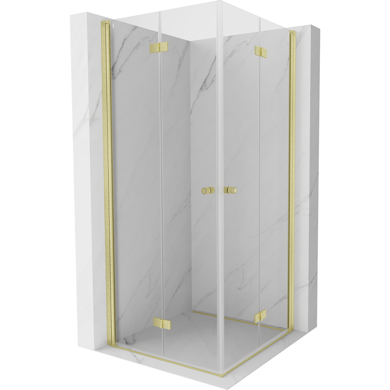 Mexen Mist-F Duo folding shower enclosure 120 x 120 cm, transparent, brushed gold - 8A6-120L-120P-55-00