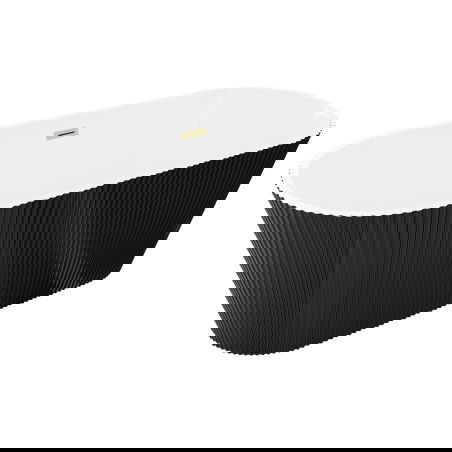 Mexen Yara vapaasti seisova uurrettu kylpyamme 170 x 75 cm, valkoinen/musta, ylivuoto kultaharjattu - 52861707575-55