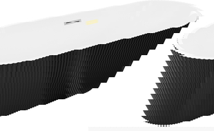 Mexen Yara bañera exenta acanalada 170 x 75 cm, blanca/negra, rebosadero dorado cepillado - 52861707575-55