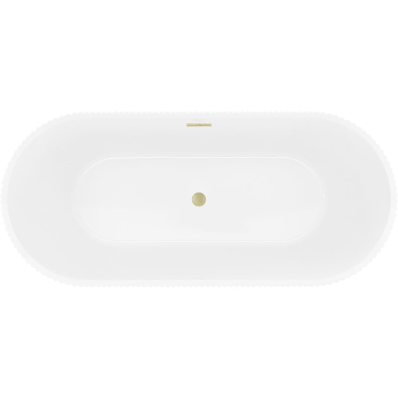 Mexen Yara fristående räfflat badkar 170 x 75 cm, vit/svart, överflöde borstad guld - 52861707575-55