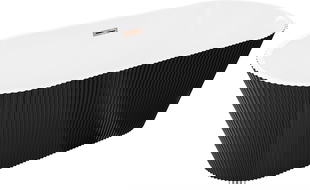 Mexen Yara brīvi stāvoša rievota vanna 170 x 75 cm, balta/melna, pārplūdē rozā zelts - 52861707575-60