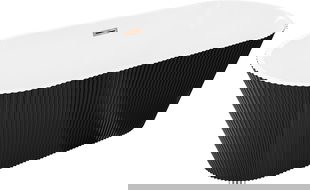 Mexen Yara vrijstaande geribbelde badkuip 170 x 75 cm, wit/zwart, overloop roségoud - 52861707575-60