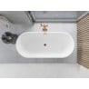 Mexen Yara freestanding fluted bathtub 170 x 75 cm, white/black, overflow rose gold - 52861707575-60
