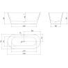 Mexen Yara freestanding fluted bathtub 170 x 75 cm, white/black, brushed copper overflow - 52861707575-65