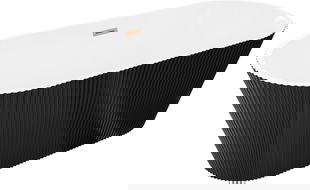 Mexen Yara freistehende Wanne geriffelt 170 x 75 cm, weiß/schwarz, Überlauf gebürstetes Kupfer - 52861707575-65